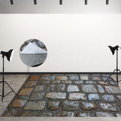 Lofaris Muddy Slippery Bricks Pavement Fabric Floor Backdrop