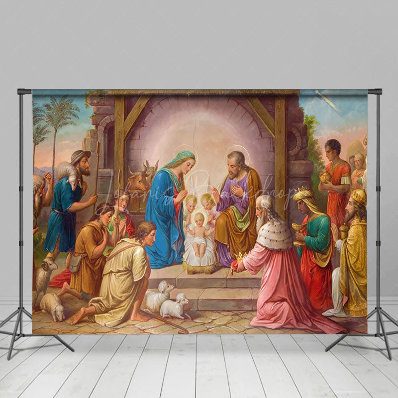 Lofaris Mural Shed Nativity Celebrates Christmas Backdrop