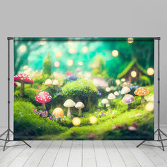 Lofaris Mushroom Bokeh Greenery Stone Floor Room Set Backdrop