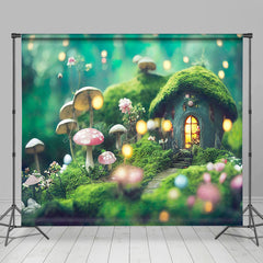 Lofaris Mushroom Bokeh Greenery Stone Floor Room Set Backdrop