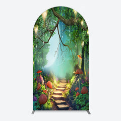 Lofaris Mushroom Forest Stone Steps Birthday Arch Backdrop