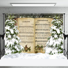 Lofaris Music Book Snow Forest Winter Photography Backdrop