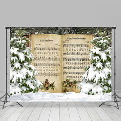 Lofaris Music Book Snow Forest Winter Photography Backdrop