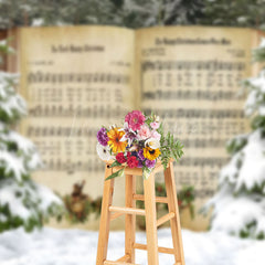 Lofaris Music Book Snow Forest Winter Photography Backdrop