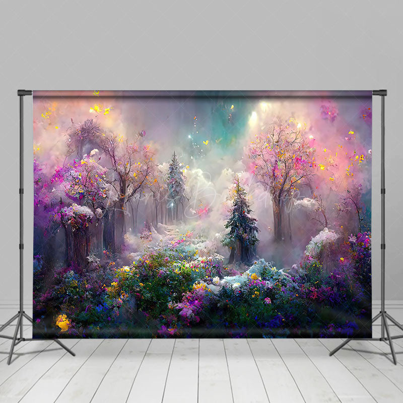 Lofaris Mysterious Cloud Floral Tree Wonderland Backdrop