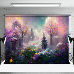 Lofaris Mysterious Cloud Floral Tree Wonderland Backdrop