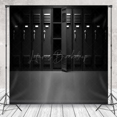 Lofaris Mysterious Dark Storage Lockers Open Door Backdrop