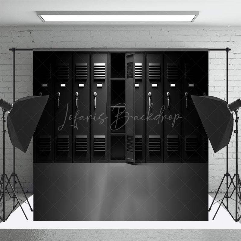 Lofaris Mysterious Dark Storage Lockers Open Door Backdrop