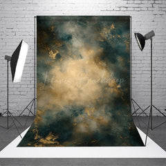 Lofaris Mystical Deep Blue And Gold Abstract Fuzzy Backdrop