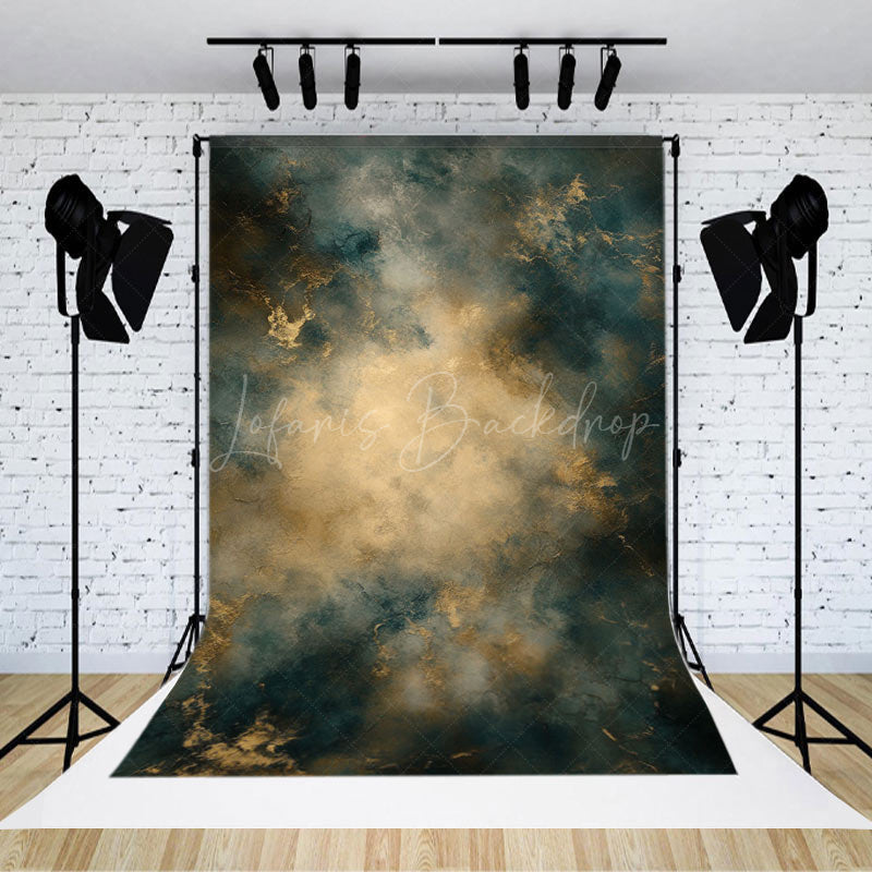 Lofaris Mystical Deep Blue And Gold Abstract Fuzzy Backdrop