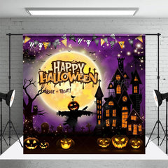 Lofaris Mystical Halloween Moon Scarecrow Castle Backdrop