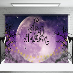 Lofaris Mystical Purple Moon Night Tree Halloween Backdrop