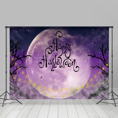 Lofaris Mystical Purple Moon Night Tree Halloween Backdrop