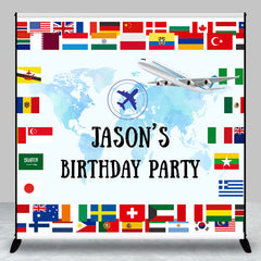 Lofaris National Flags Map Custom Name Birthday Backdrop