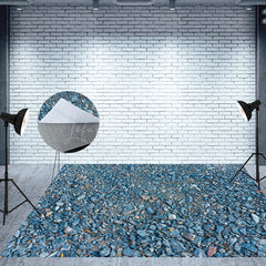 Lofaris Natural Blue Gravel Pattern Fabric Floor Backdrop