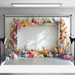 Lofaris Natural Colorful Floral White Wall Wedding Backdrop