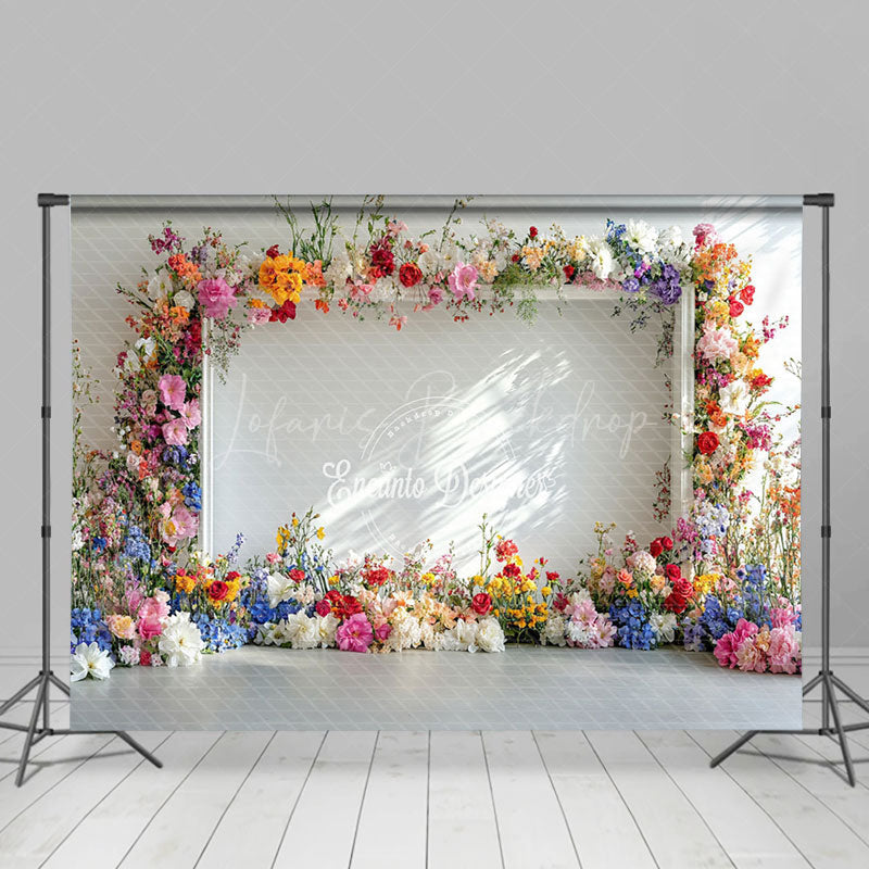 Lofaris Natural Colorful Floral White Wall Wedding Backdrop