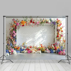 Lofaris Natural Colorful Floral White Wall Wedding Backdrop