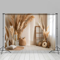 Lofaris Natural Dry Flowers Wooden Frame Accent Backdrop