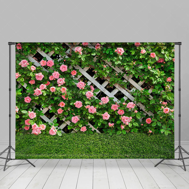 Lofaris Natural Greenery Pink Floral Spring Photo Backdrop