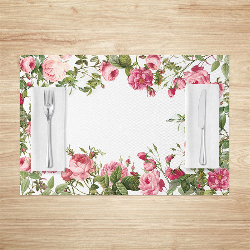 Lofaris Natural Pink Rose Leaves Dining Set Of 4 Placemats