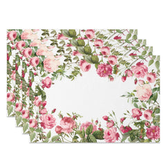 Lofaris Natural Pink Rose Leaves Dining Set Of 4 Placemats