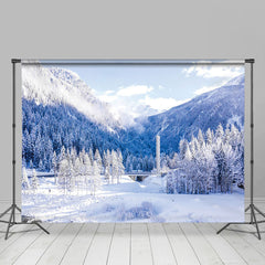 Lofaris Natural Snowy Forest Mountain Sky Winter Backdrop