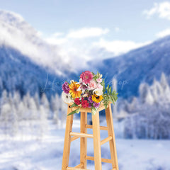 Lofaris Natural Snowy Forest Mountain Sky Winter Backdrop