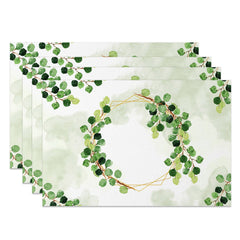 Lofaris Nature Green Leaves Wreath Spring Set Of 4 Placemats