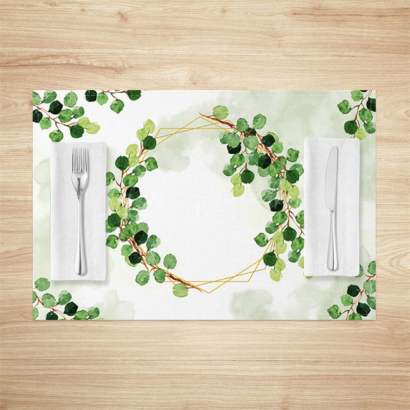 Lofaris Nature Green Leaves Wreath Spring Set Of 4 Placemats