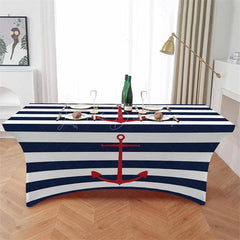 Lofaris Nautical Marine Red Boat Anchor Simple Stretch Table Cover