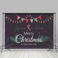 Lofaris Navy Blue Colorful Flags Merry Christmas Backdrop