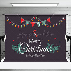 Lofaris Navy Blue Colorful Flags Merry Christmas Backdrop