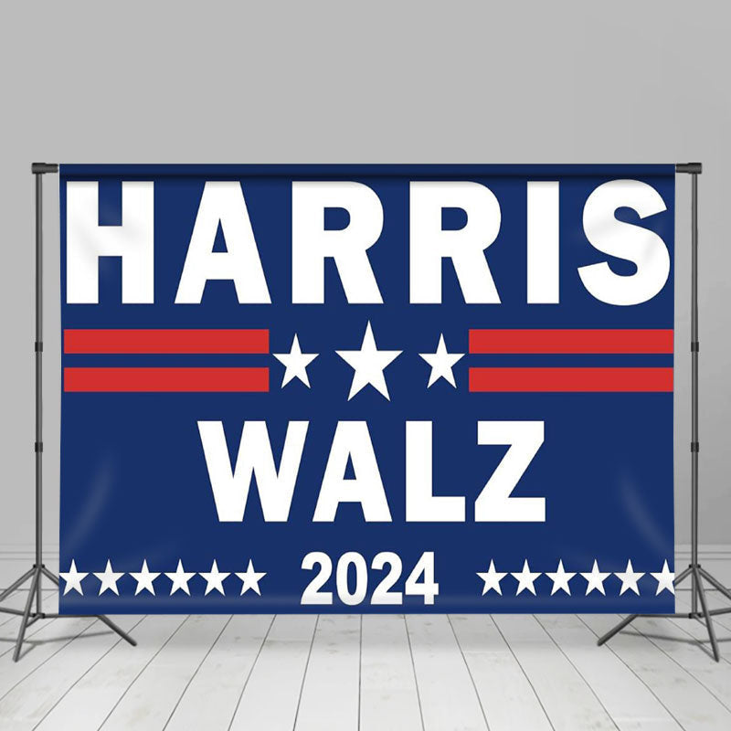 Lofaris Navy Blue Stars Harris Walz 2024 Election Backdrop