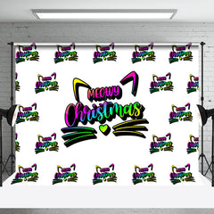 Lofaris Neon Cat Step And Repeat Meowy Christmas Backdrop