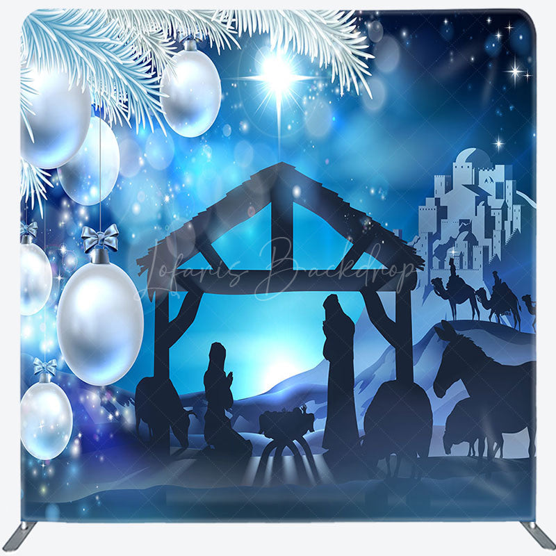 Lofaris Night Bells Bokeh Stable Christmas Pillow Case Backdrop