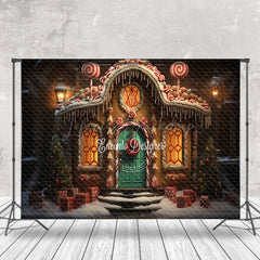 Lofaris Night Candy Gingerbread House Christmas Backdrop