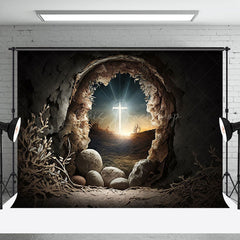 Lofaris Night Cave Holy Lighted Cross Rebirth Easter Backdrop