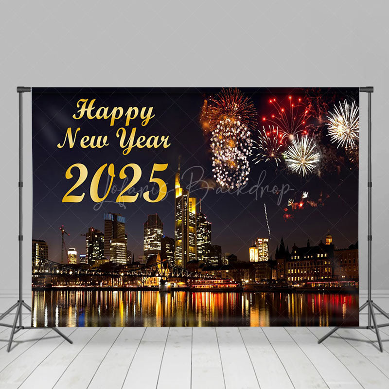 Lofaris Night City Scene Sparks Bloom 2025 New Year Backdrop