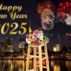 Lofaris Night City Scene Sparks Bloom 2025 New Year Backdrop