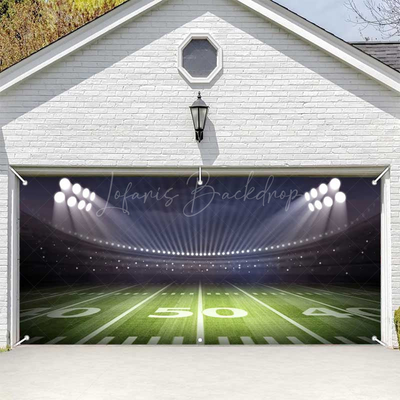 Lofaris Night Floodlit Football Goal Field Garage Door Banner