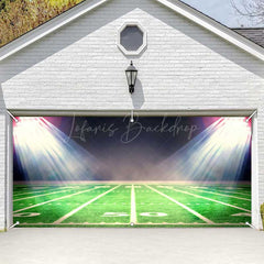 Lofaris Night Football Field Grass Light Garage Door Banner