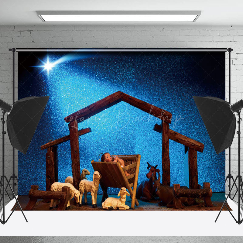 Lofaris Night Meteor Christ Child Lamb Christmas Backdrop