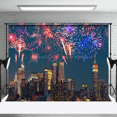 Lofaris Night Modern City Colorful Sparkle New Year Backdrop