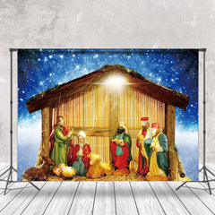 Lofaris Night Sky Religious Jesus Manger Christmas Backdrop