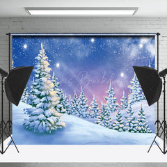 Lofaris Night Snowland Forest Aurora Winter Photo Backdrop