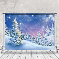 Lofaris Night Snowland Forest Aurora Winter Photo Backdrop