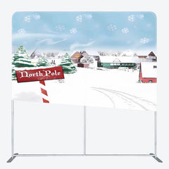 Lofaris North Pole Snowy Wonderland Town Pillow Case Backdrop