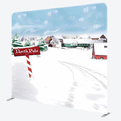 Lofaris North Pole Snowy Wonderland Town Pillow Case Backdrop