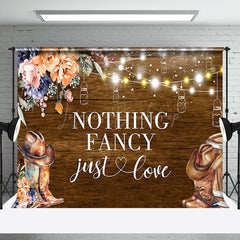 Lofaris Nothing Fancy Just Love Cowboy Wood Wedding Backdrop